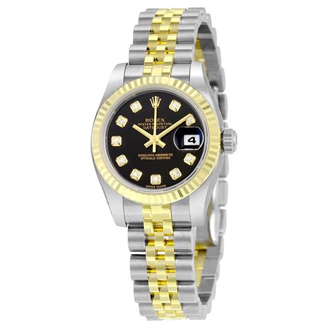 Rolex Lady Datejust 26 Black with 10 Diamonds Dial Stainless